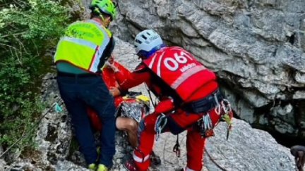 Momento del rescate en el Cañón de Añisclo./ Guardia Civil