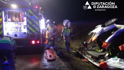 Imagen del accidente en la A-2306 a su paso por Azuara. / DPZ