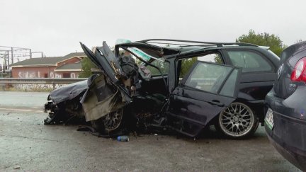 Uno de los vehículos implicados en el accidente. / Aragón TV