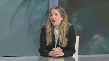 La directora aragonesa Pilar Palomero este jueves en el programa Buenos Días. / Aragón TV