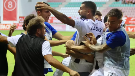 Celebración del gol de la SD Tarazona que le dio la victoria en Zamora. Foto: SD Tarazona