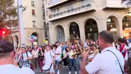 Concentración de charangas en plaza de España en 2023. / Aragón TV