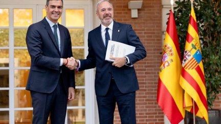 Pedro Sánchez recibe a Jorge Azcón en la Moncloa. / Gobierno de Aragón. Fabián Simón