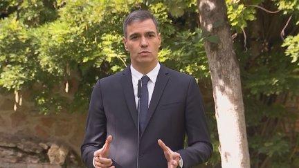 Pedro Sánchez en su comparecencia ante los medios tras su reunión con el papa Francisco. / Aragón TV