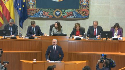 Jorge Azcón durante su intervención en el debate sobre el estado de la Comunidad. / Aragón TV