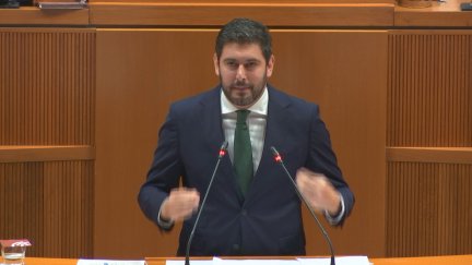El portavoz de Vox, Alejandro Nolasco. / Aragón TV