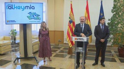 Presentación en la sede del Gobierno de Aragón del proyecto de Alkeymia en Caspe. / Aragón TV