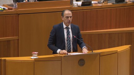 José Luis Bancalero durante su intervención en las Cortes de Aragón. / Aragón TV