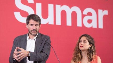 El portavoz de Sumar, Ernest Urtasun y la secretaria de Organización del partido, Lara Hernández. Eduardo Parra / Europa Press