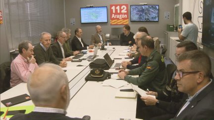Imagen de la reunión del CECOP de Aragón este viernes. / Aragón TV