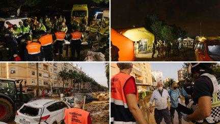 Efectivos aragoneses trabajando este lunes en Catarroja (Valencia). / Aragón TV