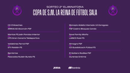Parte de los emparejamientos de la segunda ronda de la Copa de la Reina.
