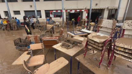 Estado en el que estaban algunos centros escolares de las zonas más afectadas por la DANA. / Aragón TV
