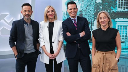 Sergio Melendo, Noemí Núñez, Javier Gastón y Eva Berlanga, presentadores de Aragón Noticias 1 / CARTV