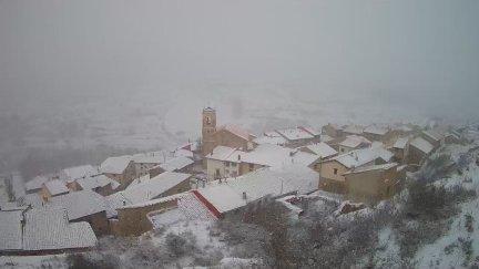 Nieve en Valdelinares este miércoles. / Aragón TV