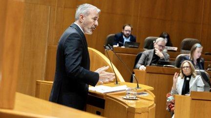 Jorge Azcón durante su comparecencia en las Cortes de Aragón. / Gobierno de Aragón
