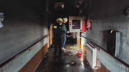 Investigación de la Guardia Civil tras el incendio en la residencia de Villafranca de Ebro./ Aragón TV