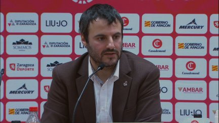 Carlos Cantero, durante su comparecencia tras el partido