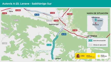 Tramo en obras en la A-23 que circunvala Sabiñánigo./ Ministerio de Transportes