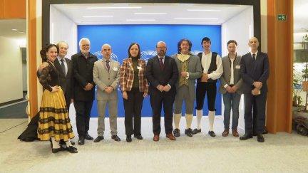 La delegación presente en Bruselas con el alcalde de Cariñena al frente. / Aragón Tv