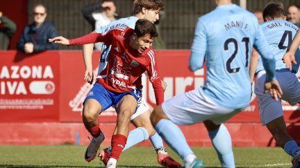 Una acción del partido ante el Celta Fortuna disputado hoy. Foto: X SD Tarazona