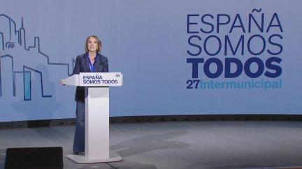 Secretaria general del PP, Cuca Gamarra, este sábado. / Aragón TV