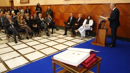 El delegado del Gobierno en Aragón, Fernando Beltrán, este jueves en el acto de aniversario de la Constitución. / Delegación del Gobierno