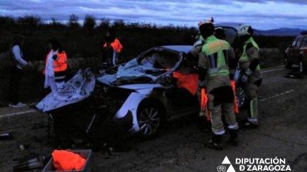 Estado en el que ha quedado el vehículo siniestrado. / Diputación de Zaragoza