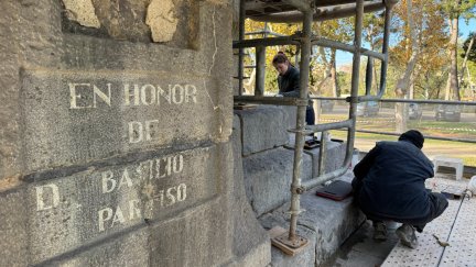 Trabajos de restauración del monumento. / Ayuntamiento de Zaragoza