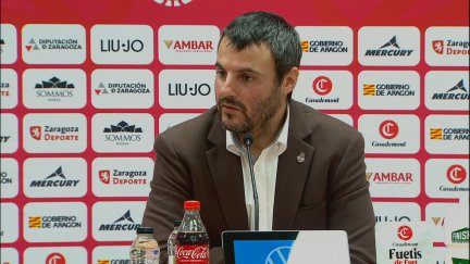 Carlos Cantero, durante su comparecencia tras el partido