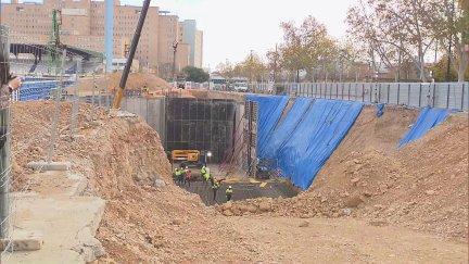 Obras en el nuevo estadio de la Romareda./ Aragón TV
