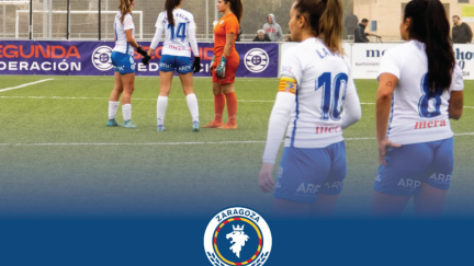 Las jugadoras del Zaragoza CFF femenino durante el partido. Foto: Zaragoza CFF