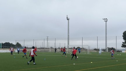 Imagen de una de las sesiones de esta semana de la UD Barbastro. Foto:X UD Barbastro