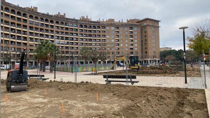 Así están las obras en los jardines de la plaza Emilio Alfaro. / Ayuntamiento de Zaragoza