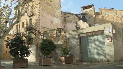 La zona de la plaza de San Pedro el Viejo de Huesca en la que una promotora quiere levantar vivienda flexible. / Aragón TV