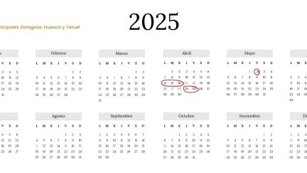 Calendario con los festivos en Aragón y los de Zaragoza, Huesca y Teruel. / Aragón TV