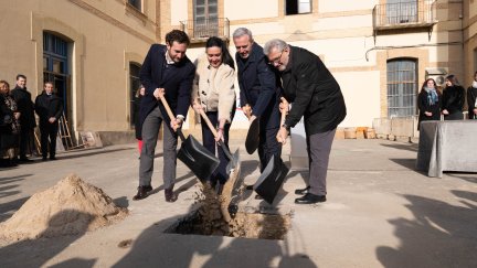 Colocación de la primera piedra en la nueva sede de la Facultad de Medicina de Huesca. / DGA. Fabián Simón