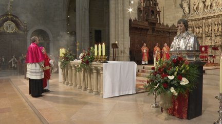 La tradicional misa en honor a San Vicente en Huesca. / Aragón TV
