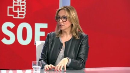 Mayte Pérez durante una intervención en Aragón Tv. / Aragón Tv