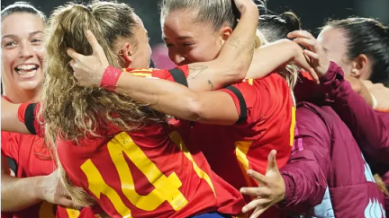 Las jugadoras de la selección femenina sub-23 celebran un tanto. Foto: RFEF.es