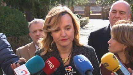 Pilar Alegría, este viernes en el Parador de Veruela. / Aragón TV