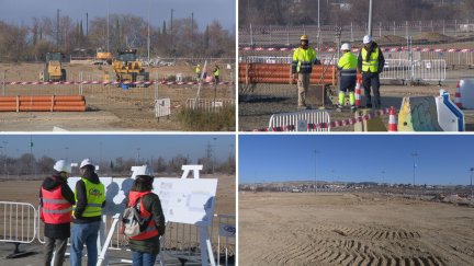 Las obras de urbanización de los terrenos del Parking Norte de la Expo este martes. / Aragón TV