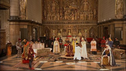 Recreación de la coronación de Fernando I en la Seo./ Aragón TV