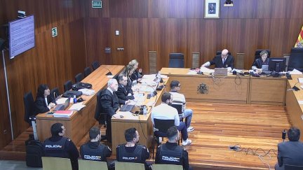 Sesión del juicio este jueves en la Audiencia Provincial de Zaragoza por la muerte de un vecino de Figueruelas (Zaragoza) en 2022. / Aragón TV