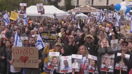 Momento de la entrega de los últimos rehenes israelíes./ Aragón TV