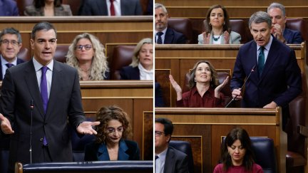 El presidente del Gobierno, Pedro Sánchez, y el líder del PP, Alberto Núñez Feijóo, en la sesión de control al Ejecutivo este miércoles en el Congreso. / EFE