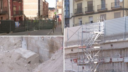 Lugar del derrumbe del número 21 de la calle San Francisco de Teruel. / Aragón TV