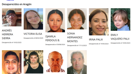 Pantallazo de la web Sos Desaparecidos-Aragón.