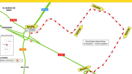 Desvío del tráfico de la N-232 en El Burgo de Ebro. / Ministerio de Tranportes y Movilidad Sostenible