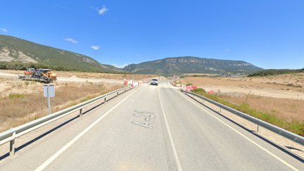 Obras en la A-21, entre Sigüés y Tiermas. / Google Maps